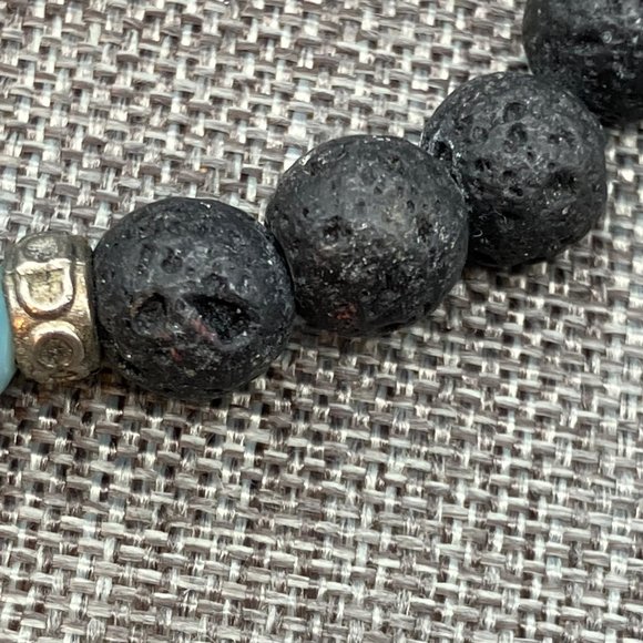 Lava Stone Energy Bracelet Grey Blue Ombre Bead Silver Infinity Stretch BoHo - Picture 2 of 5